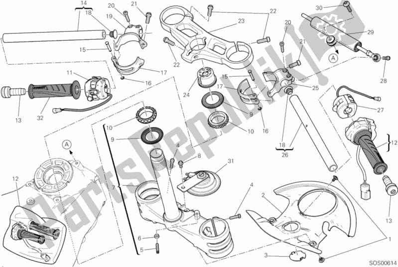 Todas as partes de Semimanubri - Ammortizzatore Di Sterzo do Ducati Superbike 899 Panigale ABS USA 2015